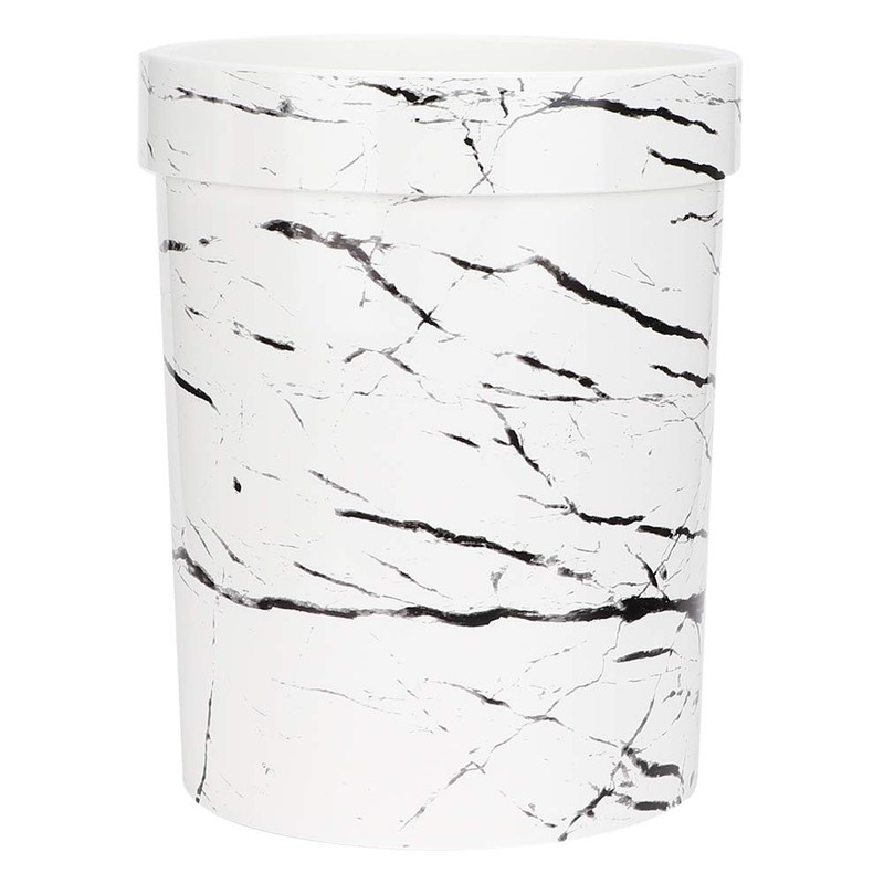 Wifehelper White Household Bathroom Waste Bin Marble Lidless Garbage Can