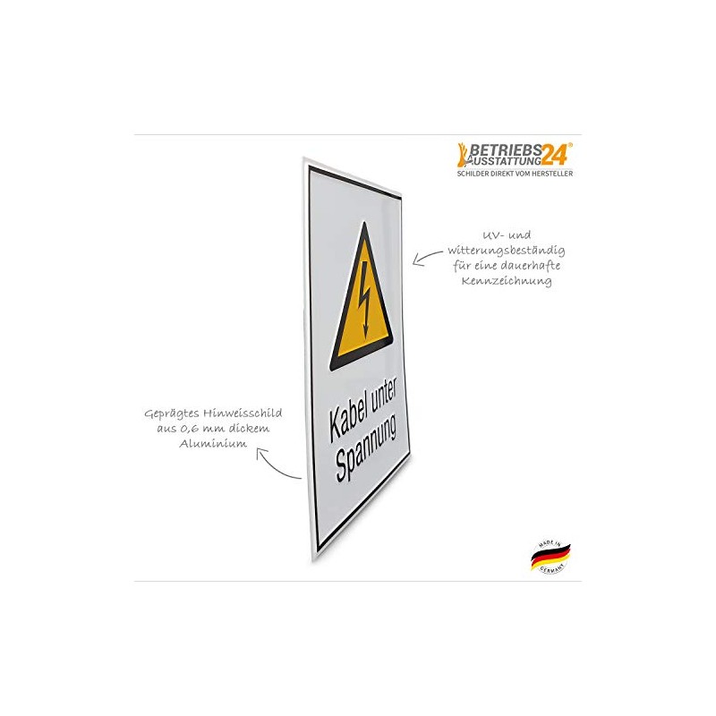 Betriebsausstattung24® Warning Combination Sign "Cable Under Voltage" | Safety Sign
