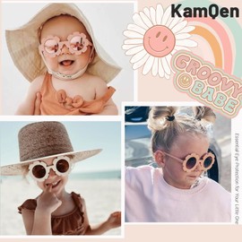 KamQen Flexible Flower Polarized White Baby Sunglasses with Strap for Infant Girls 0-24 Months