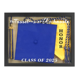FramePro Graduation Cap Shadow Box Class of 2025 The Tassel was Worth The Hassle 12.5x16.5 Graduation Gift Party Decoration Black Frame