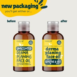 Dermaplaning Oil for Women - Face Shaving Oil for Oily Skin - Non Comedogenic, Fragrance Free, Organic, Natural and Lightweight - Use with Dermaplaning Tool for Face, 2oz by Ouiloe