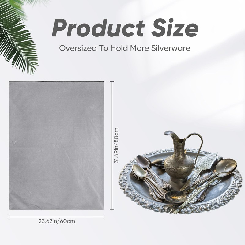 LEIFIDE Silver Storage Bags Oversized 24 x 30 Zipper Anti