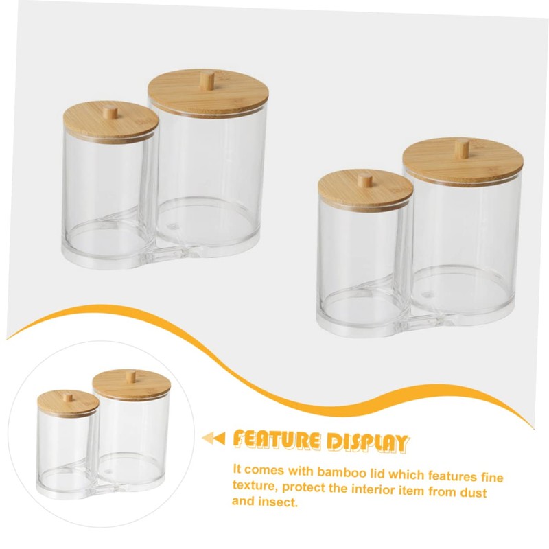 WOONEKY Make up Brush Storage Bamboo Lids Swab Organizer Home