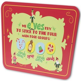 Elf Movie Four Main Food Groups Metal Sign - Fun Elf Christmas Decoration for Kitchen or Dining Room