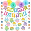 33PCS Easter Decorations Set, Happy Easter Banner, Pom Poms, Egg