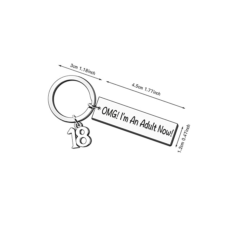 AMZQ 18th Birthday Keyring 18th Birthday Gifts for Girls Boys