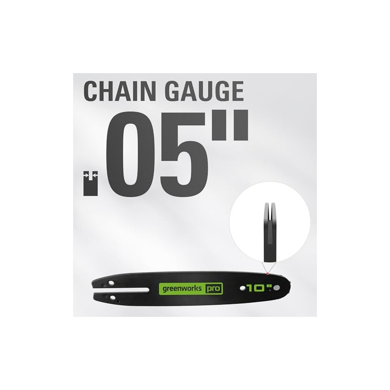 Greenworks 10" Pole Saw Bar and Chain Combo, 1/4" Pitch,