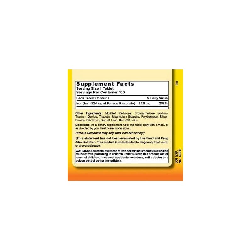 Nature's Blend Ferrous Gluconate 5 gr (324 mg), 100 count