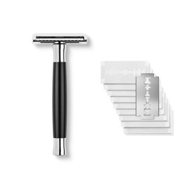 Störtebekker® Solingen Premium Safety Razor in Black – Includes Shaving Guide [10 Störtebekker Blades] – Gift Idea – Premium Quality Stainless Steel Wet Razor Set – Made in Germany