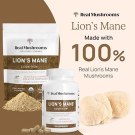 Real Mushrooms Lion’s Mane for Humans (120ct) & Mushroom Pet Relax Chews (60 Chews) - Bundle for Cognition & Relaxation - Vegan, Non-GMO, Gluten-Free, Grain-Free Mushroom Extract Supplements