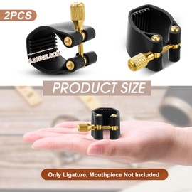 Anglechic 2 Pcs Alto Sax Ligature Fastener Compact Durable Artificial Leather Saxophone Ligature with Adjustable Screws for Alto Sax Rubber Mouthpiece (Mouthpiece/Reed Not Included)