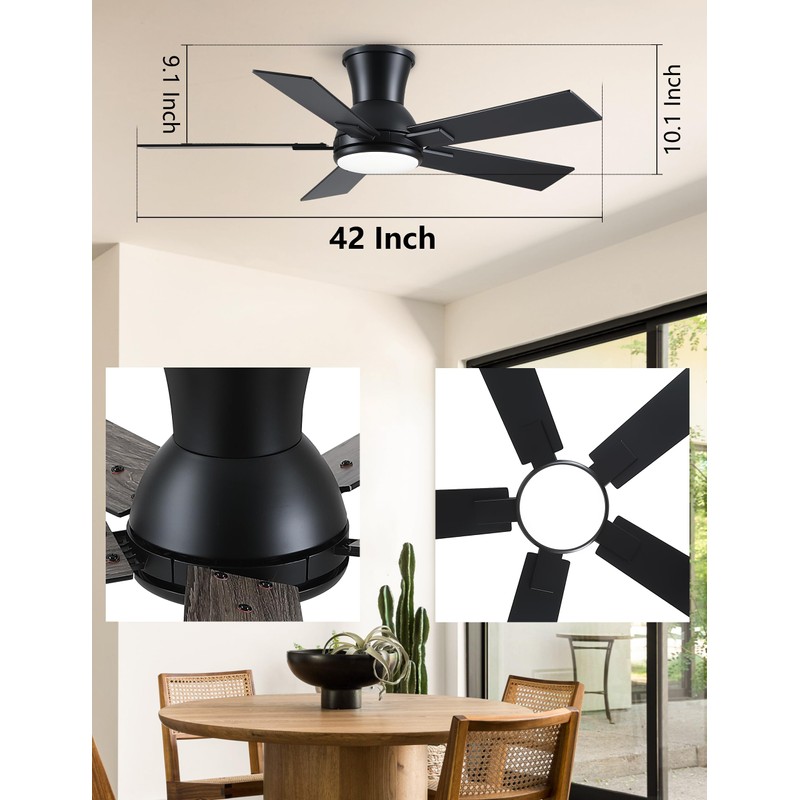 Wellspeed Ceiling Fans with Lights,Indoor/Outdoor Ceiling Fans Remote Control,5 Blades