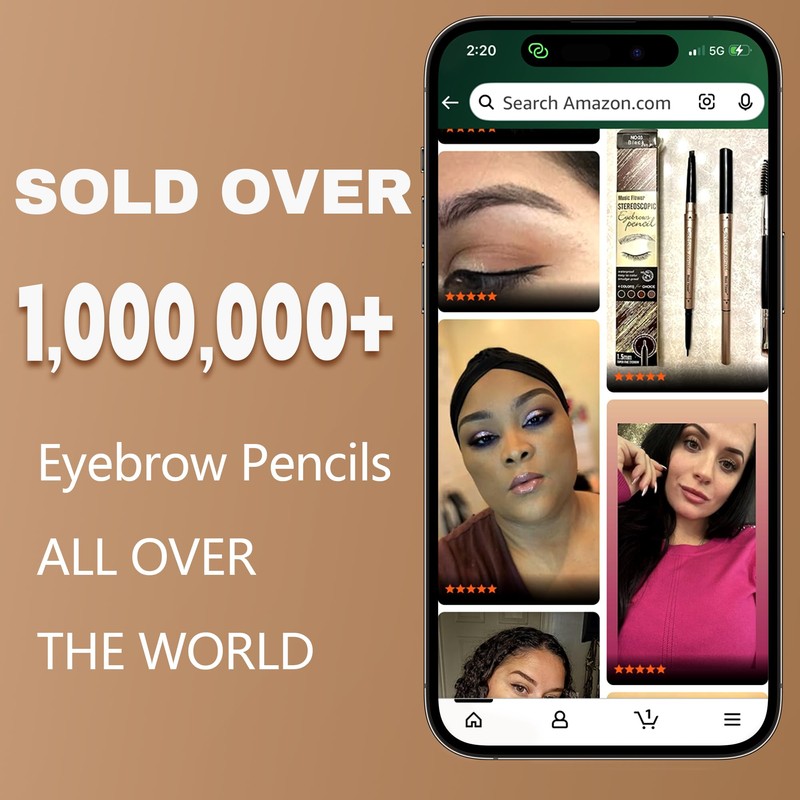 2 Pack Eyebrow Pencil, Waterproof Eyebrow Makeup with Dual Ends,