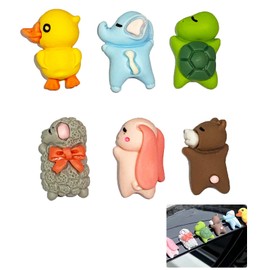 6 Pieces Cute Car Air Display Funny Car Interior Dashboard Decorations Car Accessories with Mini Rabbit Turtle Elephant Bear Duck Sheep Decoration Ornaments for Women Girl Gifts Desk Home Decor