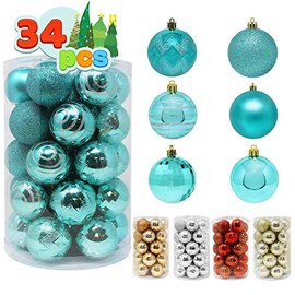 Joiedomi 34 Pcs Christmas Ball Ornaments, Shatterproof Christmas Ornaments for Holidays, Party Decoration, Tree Ornaments, and Special Events (Teal, 2.36")