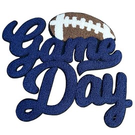 Generic Football Game Day Chenille Iron-On Patch - Navy Blue