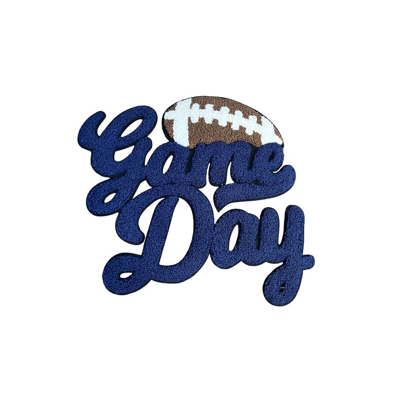 Generic Football Game Day Chenille Iron-On Patch - Navy Blue
