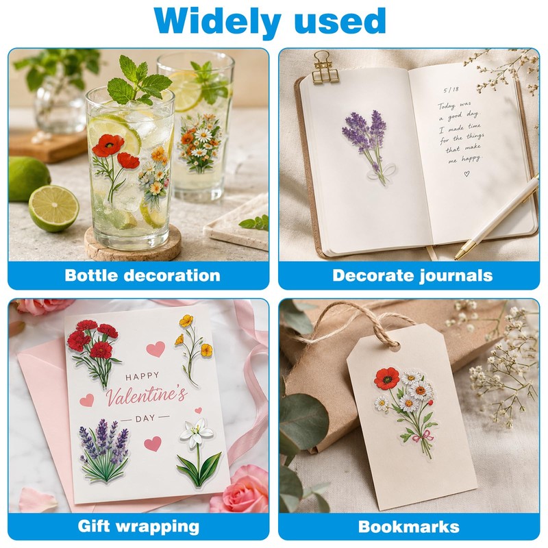 Amlif 120PCS Flower Stickers for Scrapbooking, Floral Scrapbook Stickers