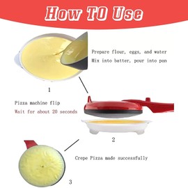 Portable Electric Crepe Maker, 110V Non-Stick Coating Crepe Pan, Auto Temperature Control for Crepes, Pancakes, Bacon, Tortilla