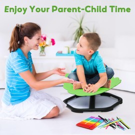 YGJT Kids Sensory Swivel Chair, Spinning Chair for Autistic Kids & ADHD Children, Autism Sensory Products Sit and Spin Activity Toys, Toddler Wobble Chair Training Body Coordination, Green