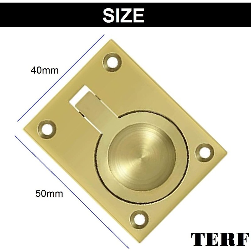 TERF® Traditional Vintage Polished Brass Flush Ring Pull Handle 50mm
