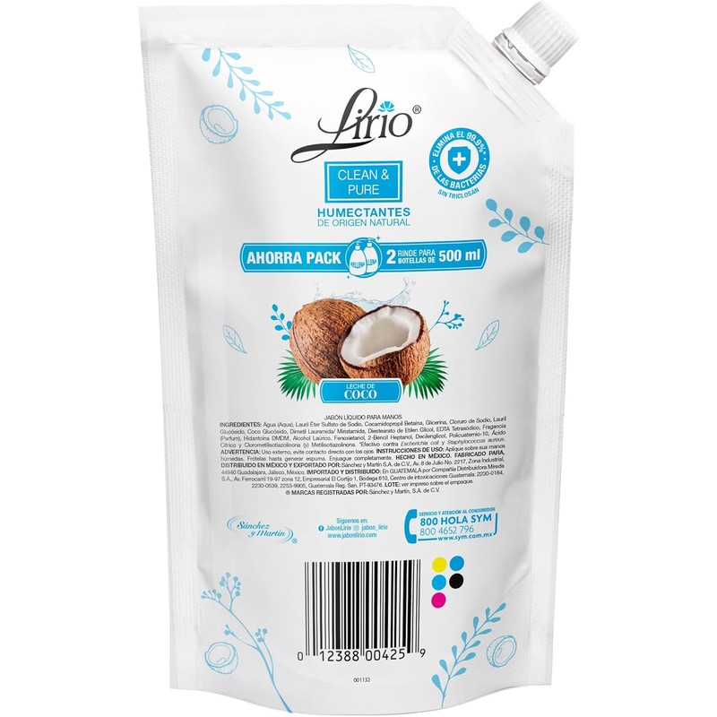 Jabón líquido de manos Clean & Pure Lirio Coco 1Lt