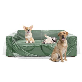 Houseables Loveseat Cover, Plastic Couch Cover, 84”W x 40”D x 36”RH, 18” FH, Clear Plastic Furniture Cover, Plastic Sofa Cover Protector, Heavy Duty Couch Cover, Waterproof Loveseat Cover for Pets