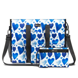 TOPDesign Utility Water Resistant Tote Bag with 22 Exterior & Interior Pockets, Top Zipper Closure & Thick Bottom Support, Love, Medium, Classic