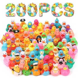 200 paquetes de patos de goma a granel, patos para jeeps para chapuzar, patos para jeeps surtidos, juguetes de baño patos flotadores para niños, acces