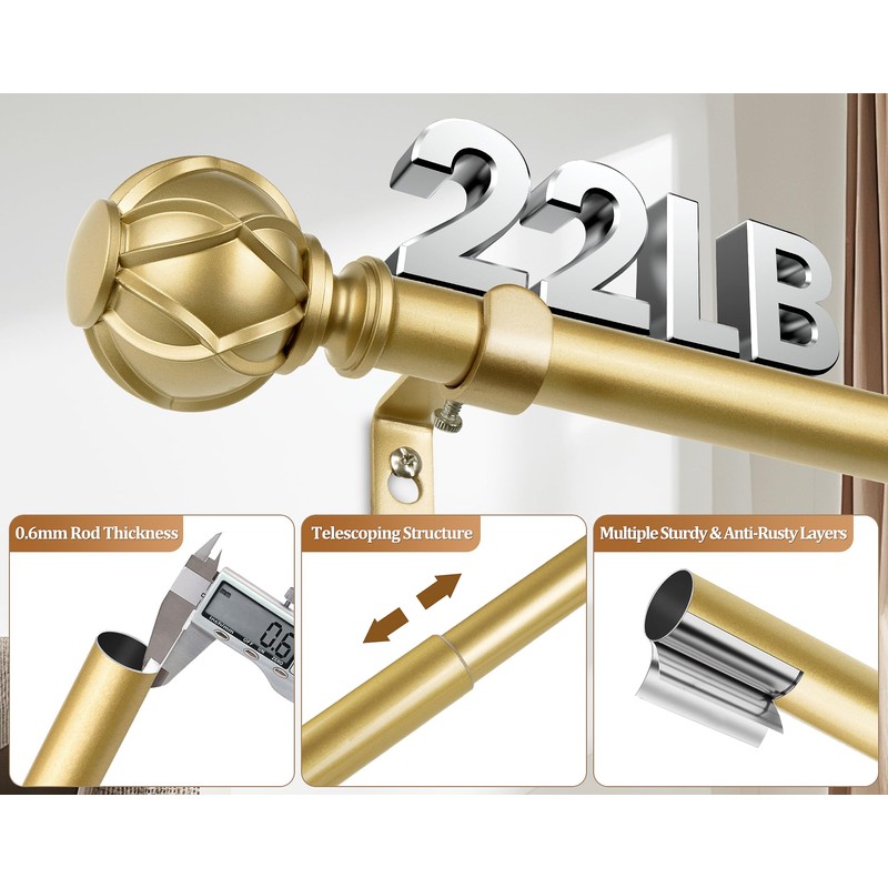 Curtain Rods 2 Pack, HOTOZON Curtain Rods for Windows 28