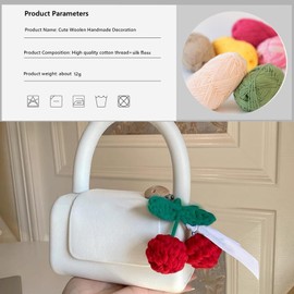 Car Rear View Mirror Hanging Accessory, Cute Cherry Car Accessories, Crochet Car Decor, Hand Knitted Car Mirror Hanger