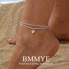BMMYE Sterling Silver Anklet Ankle Bracelets for Women,Adjustable Silver Anklets