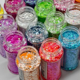 Hot Selling Wholesale High Flash Spring Chunky Glitter Polyester Solid Mixed Glitter for Nail Face Body and Crafts Decorationcolor: Set12-24 mix colors/Christmas Glitter