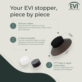 EVI Hardware | Adhesive Door Stop | Wall Mounting | 1.77 x 0.66 | Rustic Brass | White and Black Rubber Included | Adhesive or Screw Installation | Modern Conical Design