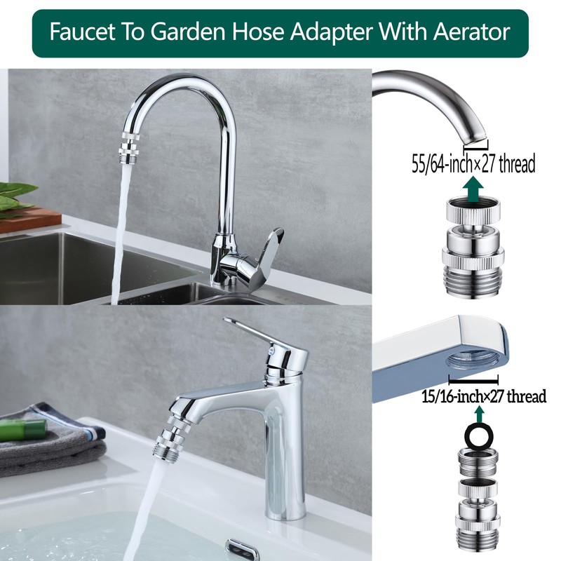 Faucet to Garden Hose Adapter,Brass 3/4-Inch Garden Hose Adapter with