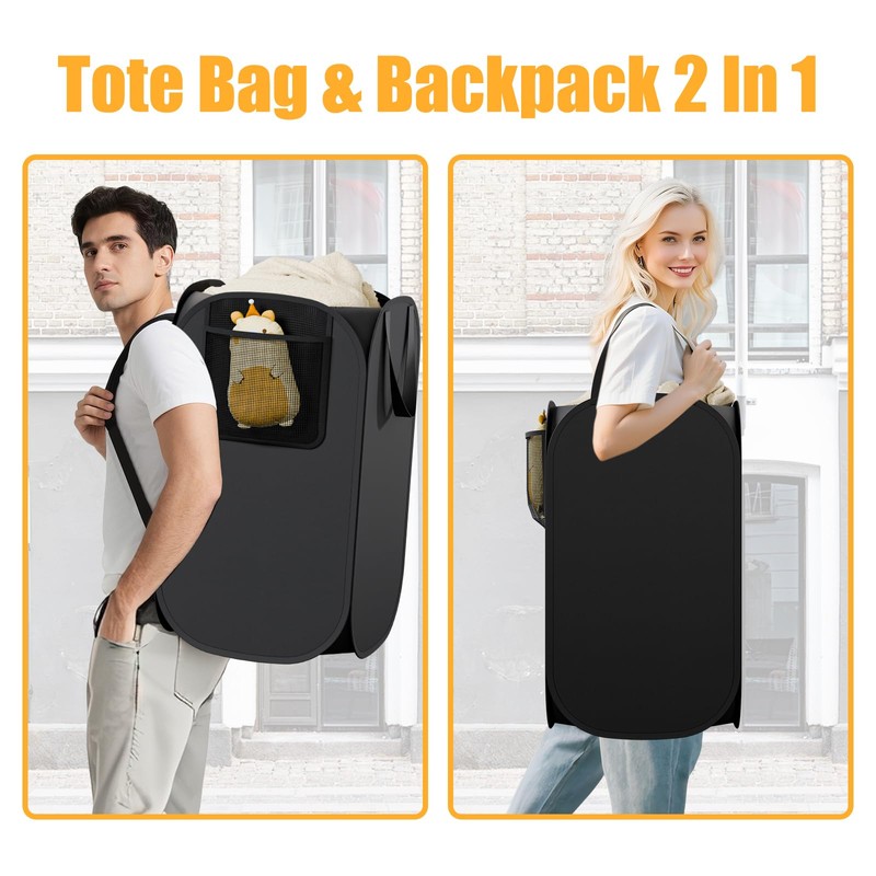 2 Pack Collapsible Backpack Laundry Bag Made by Strong Polyester