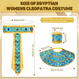 Geyoga 4 Pcs Women Egyptian Costume Accessories - Princess Headband, Snake Headpiece, Belt, Wristbands