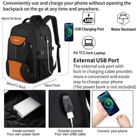 Travel Laptop Backpack,Extra Large Backpack for Men Women Work Bag 17.3 Inch Laptop Bag with USB Charging Port Anti Theft Water Resistant Durable Bookbag for College Travel Business Computer Bag,Black