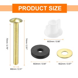 sourcing map 4Pcs Universal Toilet Seat Screws, Carbon Steel Heavy Duty Toilet Seat Bolts with Plastic Nuts and Metal Washers for Toilet Cover Fixing
