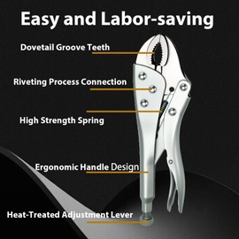 10-Inch Locking Pliers with Wire Cutter - Heavy Duty Curved Jaw Vise Grips, Forged from Carbon Steel, Hardened Jaws for Secure Hold, Trigger Release Function