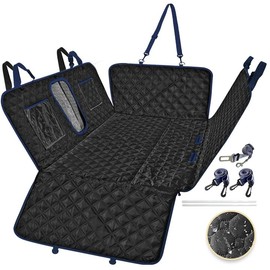 Dog Car Seat Cover for Pet, Waterproof Back Seat Cover, Integrated Heavy Duty Hard Bottom Holds 660lbs,Anti-scratch,Anti-slip Foldable,Tear-resistant,Durable for Sedans,Trucks,SUV,Standard Black