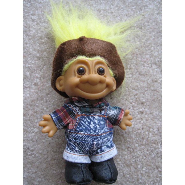 Russ Berrie Overall Troll with Yellow Hair