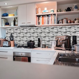 Targawerelax Retro Tile Sticker Peel and Stick, Stick On Backsplash Tiles for Kitchen Wall Tile Stickers Wallpaper Bathroom Decals Self Adhesive Vinyl, Simple Nordic Gray Brick Stone