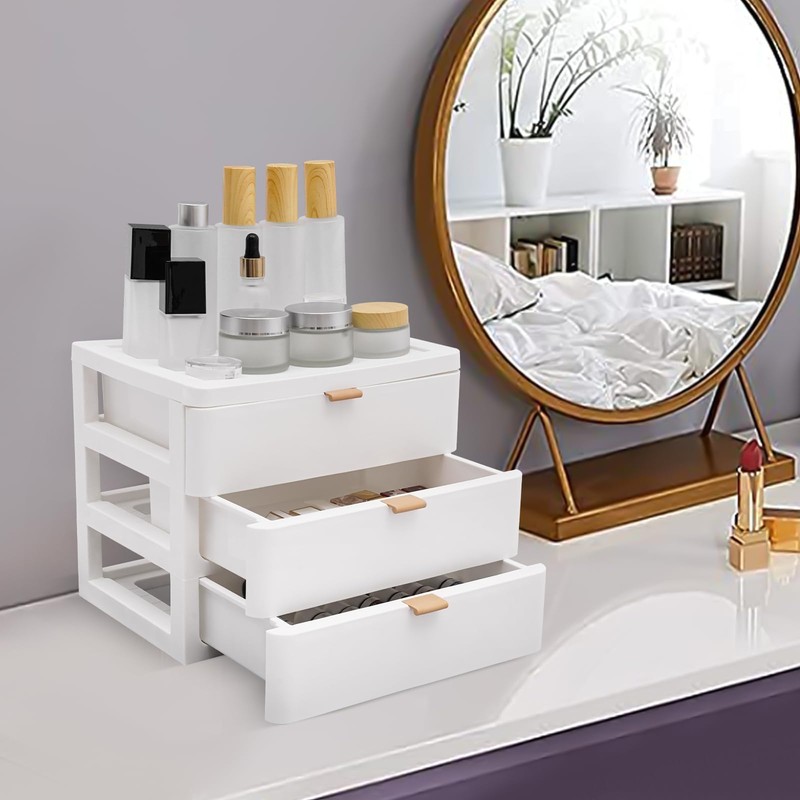 Drawer Box with 3 Closed Desk Storage Box Desk Organiser