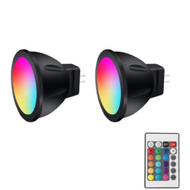 Noobibaba MR11 Color Changing LED Bulbs, 3W RGB LED Spotlight, 12V GU4.0 Bi-Pin Base, Warm White+15 Multicolor with Remote Control for Landscape Lighting (2-Pack)
