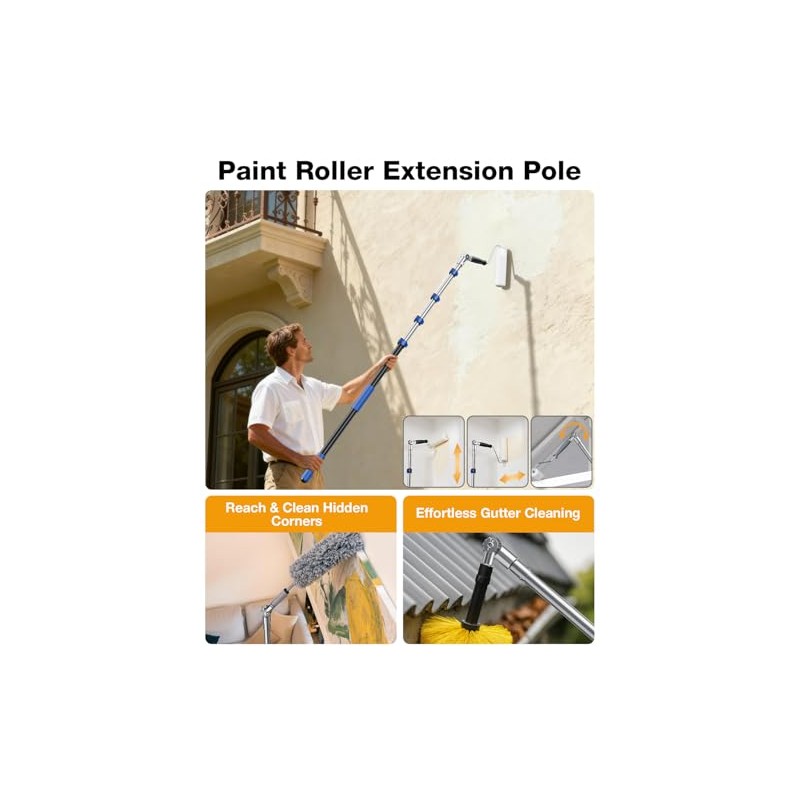 Telescoping Pole, 1.4-3 Ft with Joint Angle & Squeegee Adaptor,