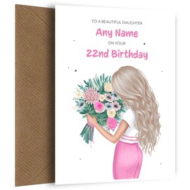 Pretty 22nd Birthday Card for Daughter | Beautiful Daughter on your 22nd Birthday (Blonde) | Happy Birthday Card for her 22nd Bday when she turns 22 Years Old!