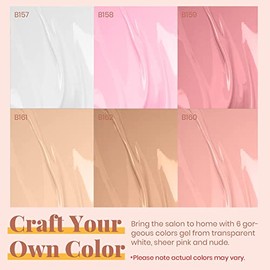Beetles Esmalte en Gel Jelly Blanco Rosa, Kit de 6 Colores | Tonos Transparente, Blanco Lechoso y Rosa para Manicura UV de Salón