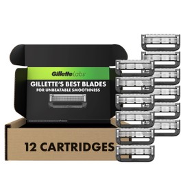 GilletteLabs Razor Blade Refills, 12ct Razor Cartridges, Razor Refills for Men Compatible with GilletteLabs Exfoliating Bar Razor and Heated Razor