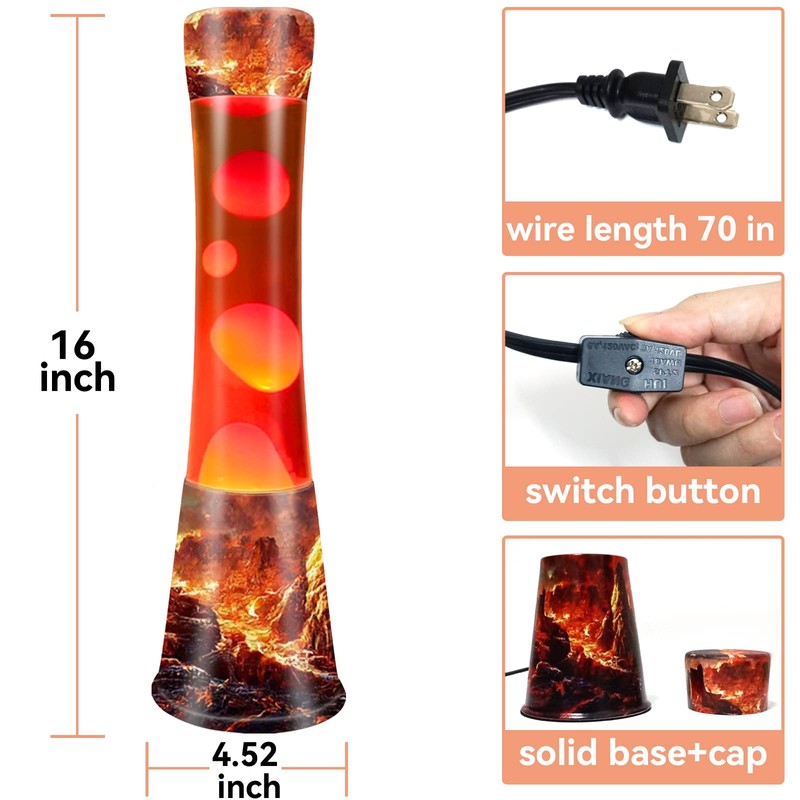 BAOYIKU Motion Light, 16inches Volcano Lamp with Orange Liquid Red